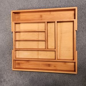 Bamboo kitchen drawer organizer expandable